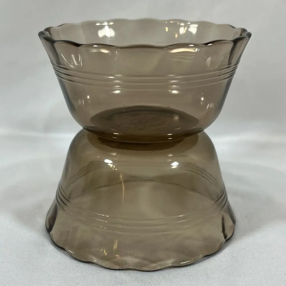 Vintage Set of 2 PYREX Smoke Glass Custard Cups Small Bowls 6oz Corning USA #463
